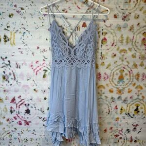 Free People one Adella slip dress in light blue